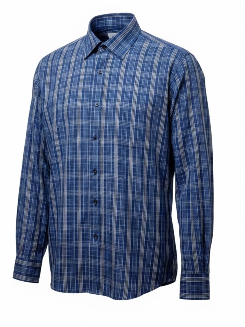Van Heusen Men's Fitted Plaid Dress Shirt Blue Velvet